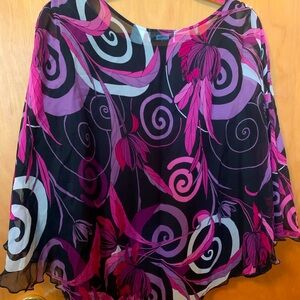 Beaurtiful muti colored blouse chiffon large incl a lightweight blk camisole